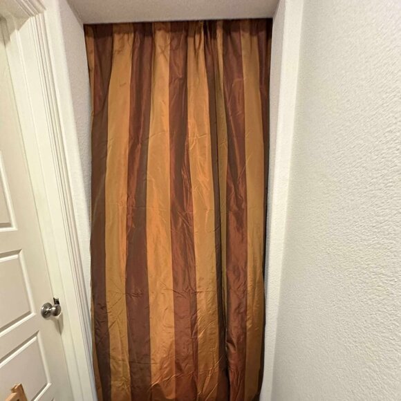 Exclusive Fabrics Faux Silk Taffeta Stripe Curtain Pole Pocket 50 x 108 inch - Picture 3 of 4